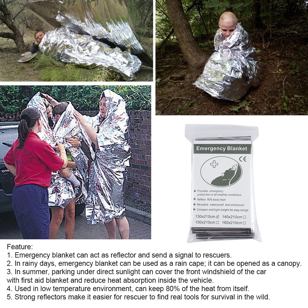1-10PCS Emergency Blanket Outdoor Survive First Aid Military Rescue Kit Windproof Waterproof Foil Thermal Blanket for Camping - Image 5