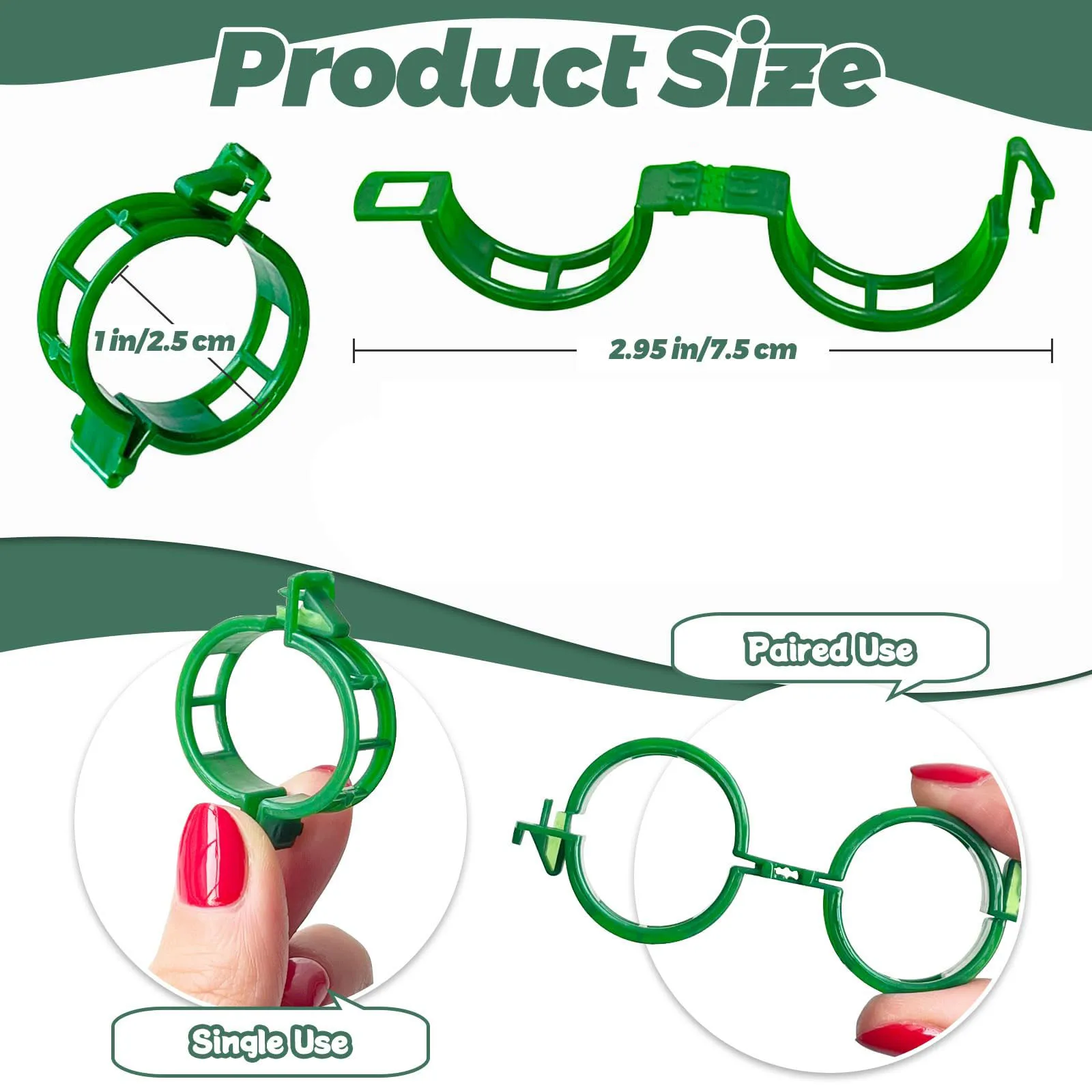 100/300 Pcs Plant Support Clips Fixture,Plastic Garden Vine Strapping Clip for Climbing Plants,Tomato,Grape,Plants Stalks Holder - Image 3