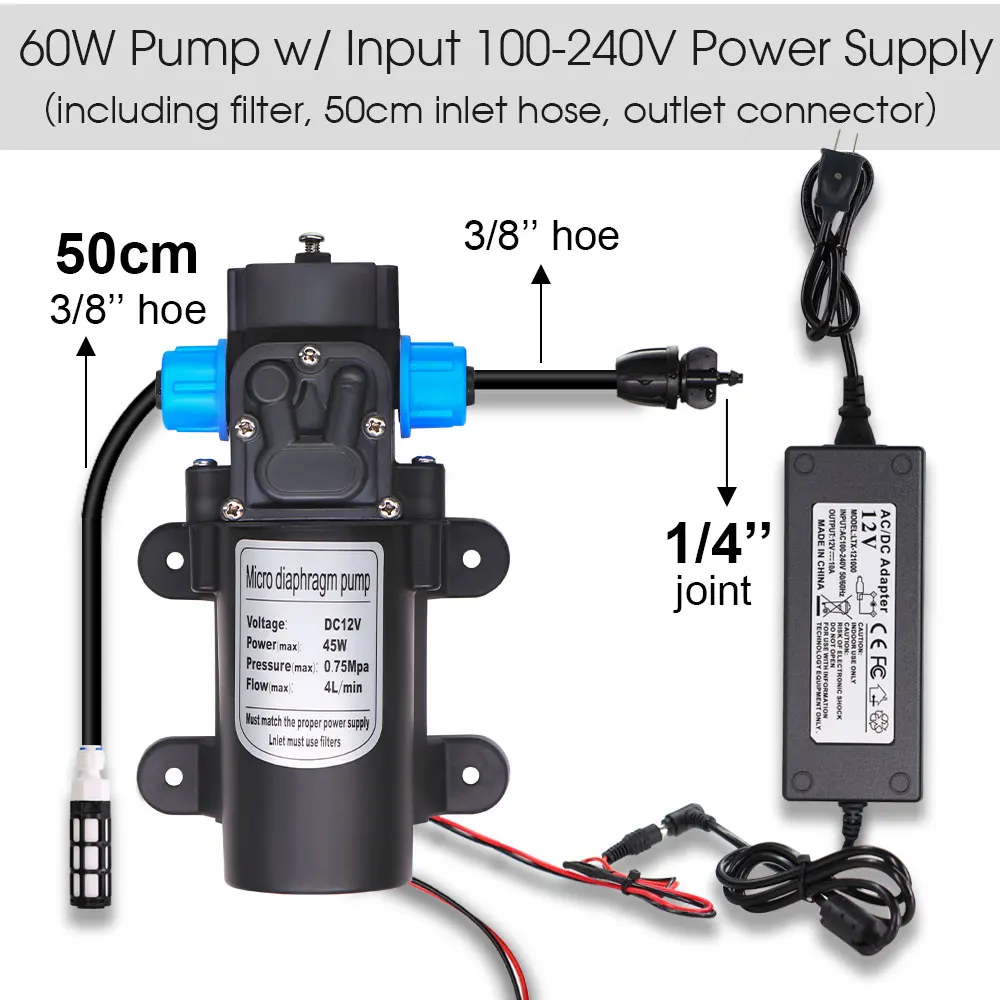 60W Self-Priming Pump Garden Drip Irrigation System Timing Power Supply 5-30M Mist Spray Watering Kits for Courtyard Greenhouse - Image 3