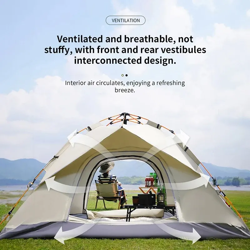 Outdoor Folding Tent Fully Automatic Quick Opening Tent 3-4 Person Self Driving Camping Tent Rain Proof Sun Proof Portable - Image 4