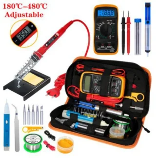 80WDigital Display Adjustable Temperature Electric Soldering Iron Tool Kit Multimeter Set Repair Welding Repair Tools