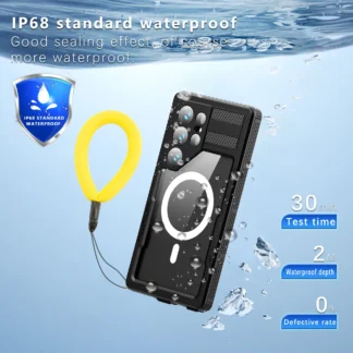 IP68 Waterproof Phone Case with Magnetic Lanyard for Samsung Galaxy S25 Ultra S24 (Note: S23 does not have a magnetic feature)