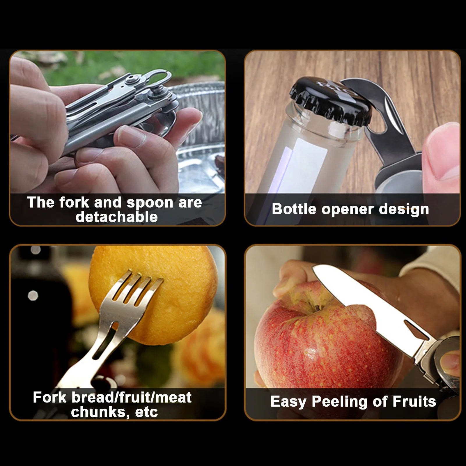 Outdoor Portable Folding Cutlery Set Spoon Fork Knife Compact Camping Picnic Travel Utensils Lightweight - Image 5