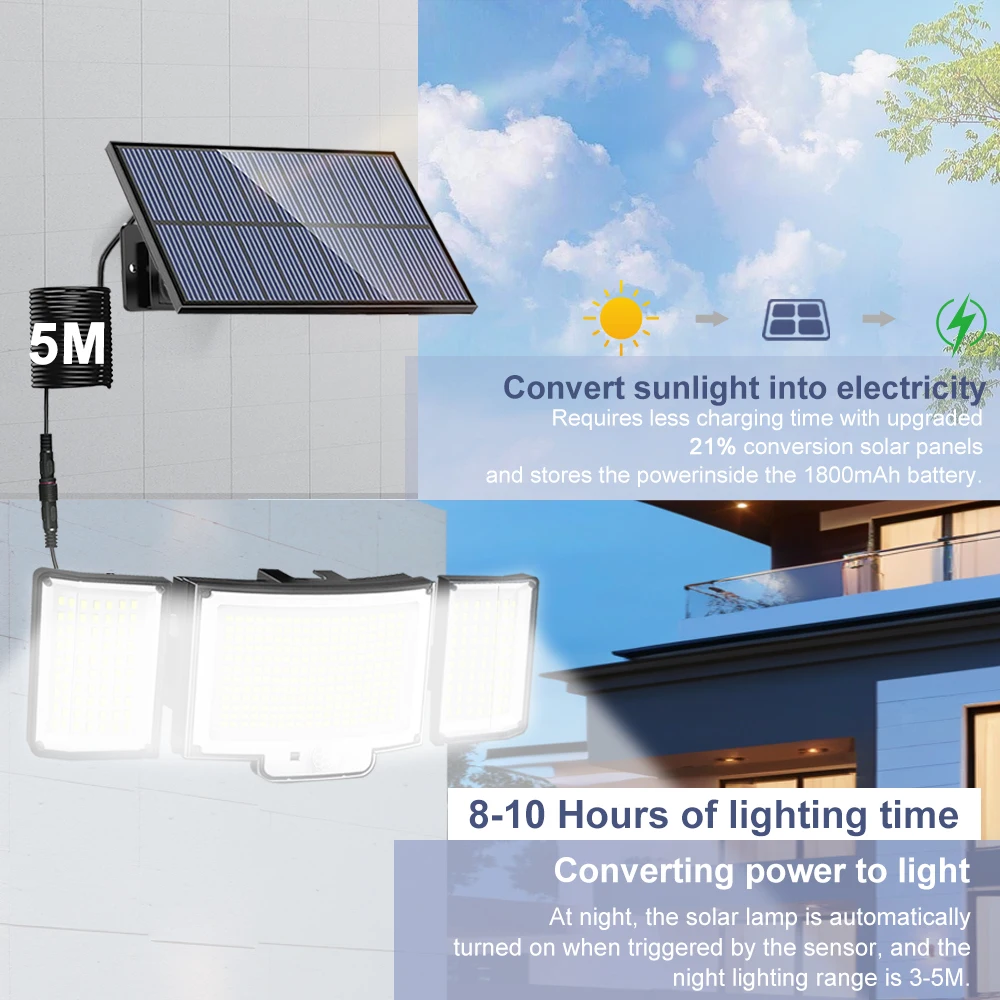 New 366LED Solar Outdoor Lights Solar Powered Security Light Motion Sensor 234LED Wall Light IP65 Waterproof Garden - Image 3