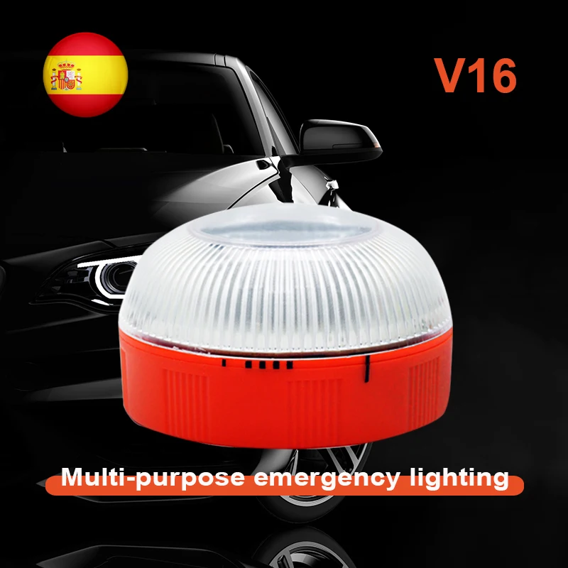 LED Car Emergency Light V16 Flashlight Magnetic Induction Strobe Road Accident Lamp Beacon Safety Accessory Rechargeable