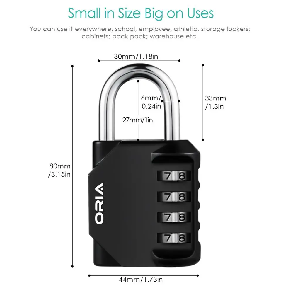 ORIA Combination Padlock 2PCS Password Locks 4 Digit Waterproof Outdoor Lock For Door Suitcase Bag Package Cabinet Locker Window - Image 5