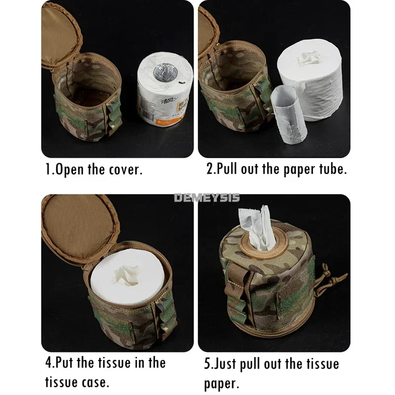 Portable Toilet Roll Paper Bag Toilet Roll Holder Molle Pouch Hiking Tissue Paper Bags Outdoor Hiking Tool - Image 5