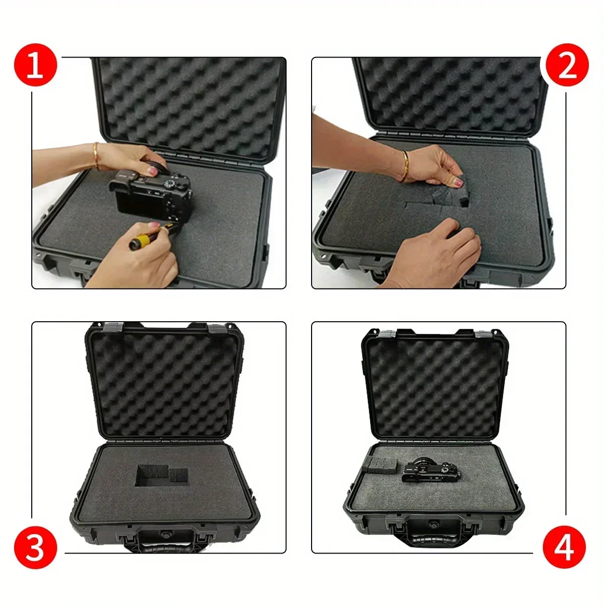 1 waterproof hard hand-held toolbox bag with pre cut sponge storage box, impact resistant unmanned driving chassis - Image 5