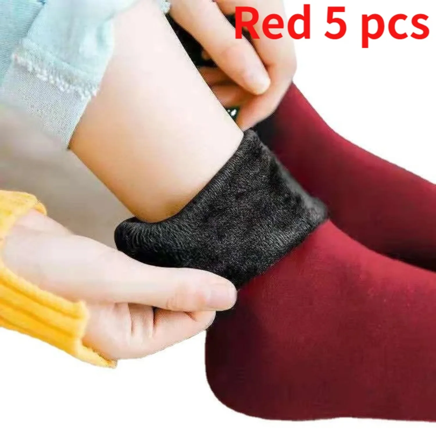5Pairs/ Winter Warm Solid Women Socks Thicken Thermal Socks Wool Cashmere Black Skin Seamless Snow Sock Velvet Unisex Socks - Image 3