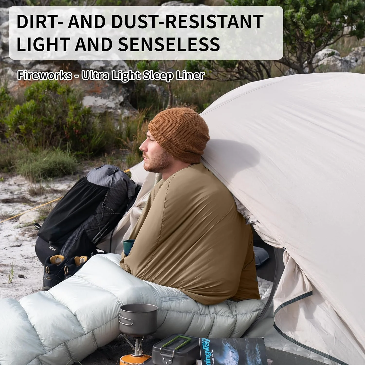 Ultralight Washable Sleeping Bag Liner,Lightweight Adult Sleep Sack & Travel Sheets for Backpacking,Hotel,Camping,Hostels - Image 4