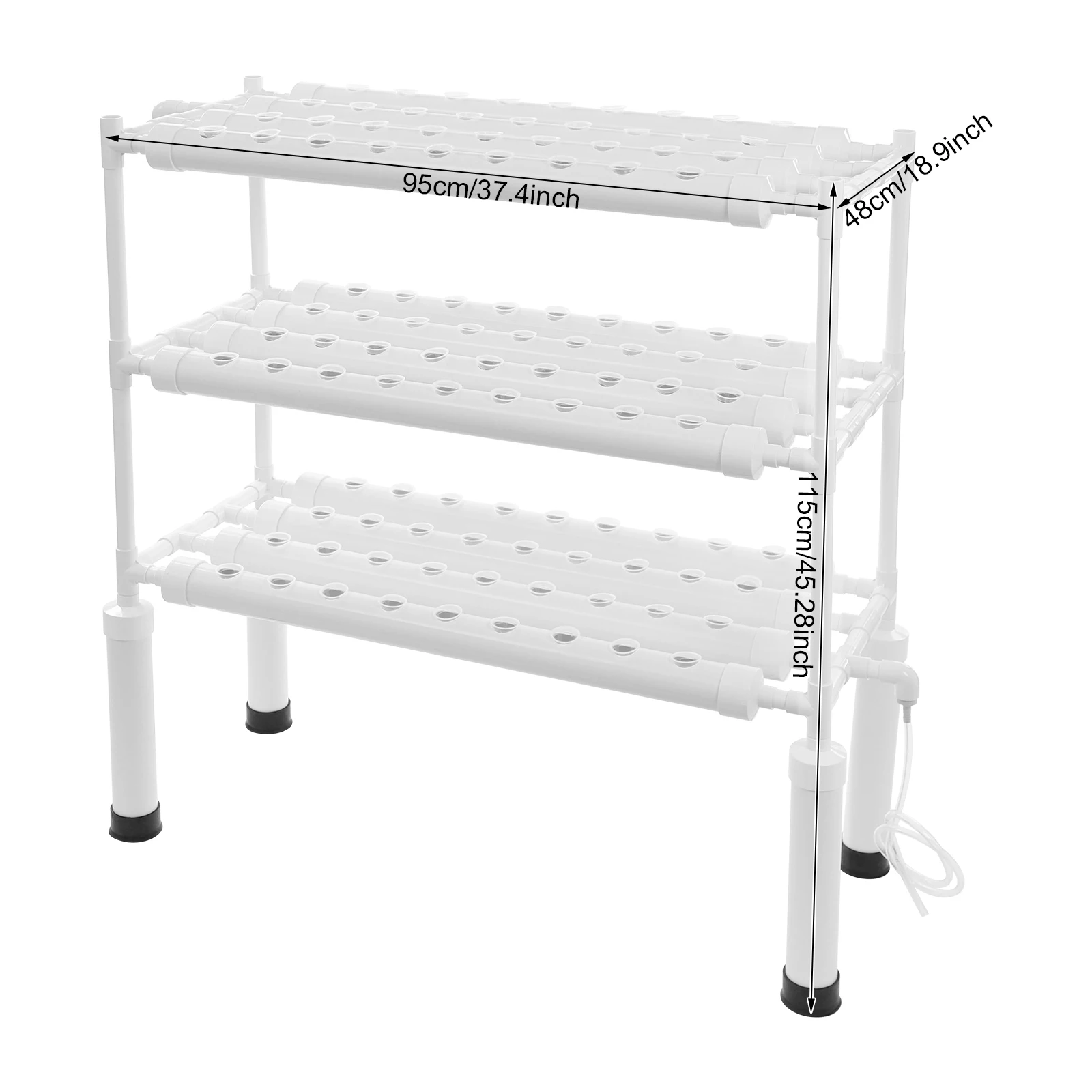 108-Hole Hydroponic Growing Kit, 3-Tier Vertical Hydroponic Rack, Hydroponics Growing System Kit with Water Pump & Timer, White - Image 2