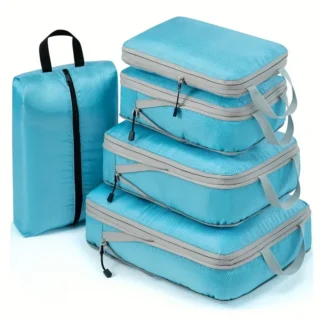 Travel Compression Packing Cubes Suitcase Luggage Organizer Set Zipper Foldable Storage Bag for Clothes Shoes Travel Accessories