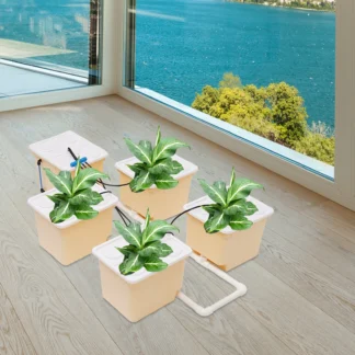 4 Bucket DWC Hydroponic System Kit with 4W 300L/H Submersible Pump 11L Capacity Each for Vegetables Fruits Flowers Hydroponics