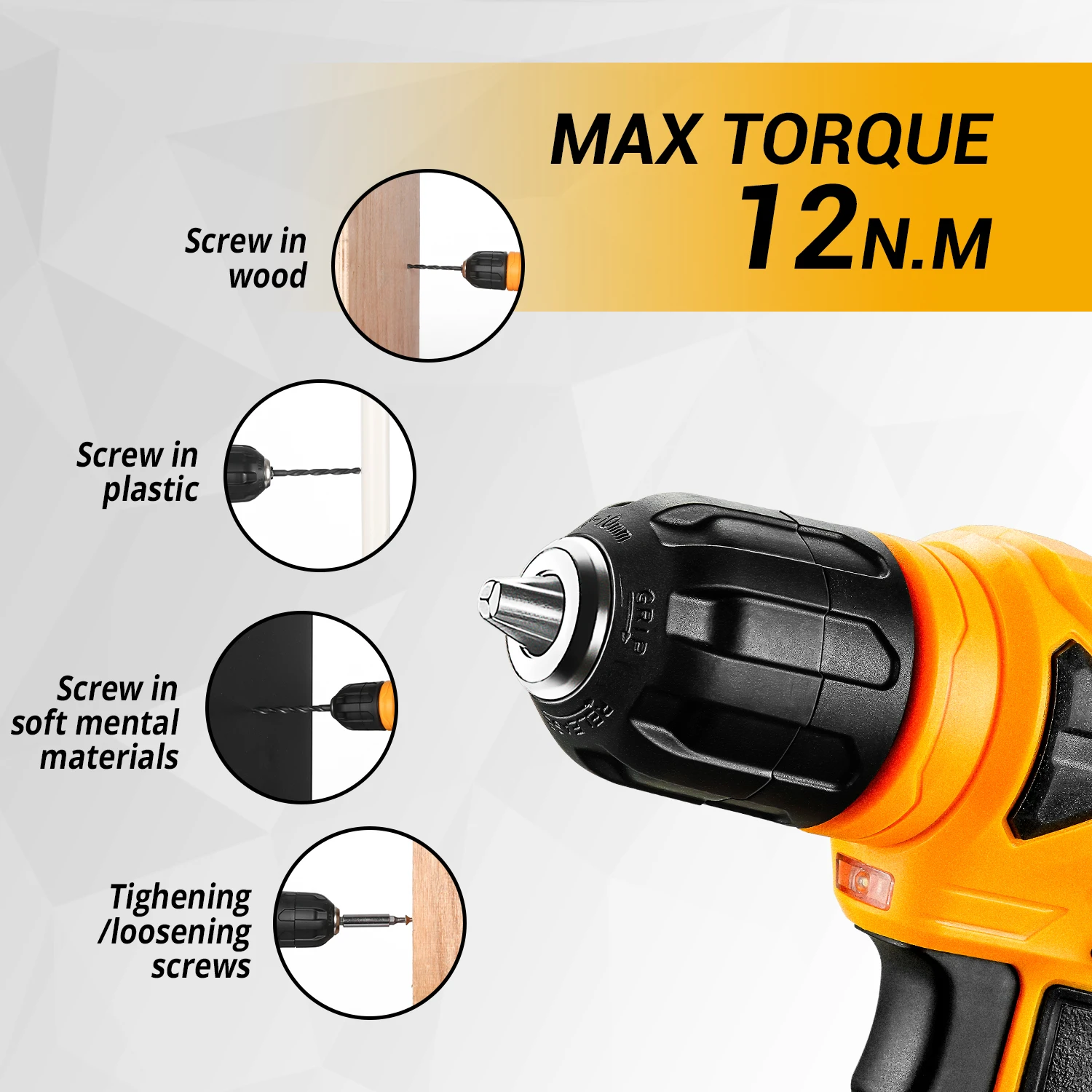 DEKO 126Pcs Power Tool Combo Kits with 8V Cordless Drill,10MM 3/8'' Keyless Chuck,Professional Home Household DIY Hand Tool Kits - Image 5