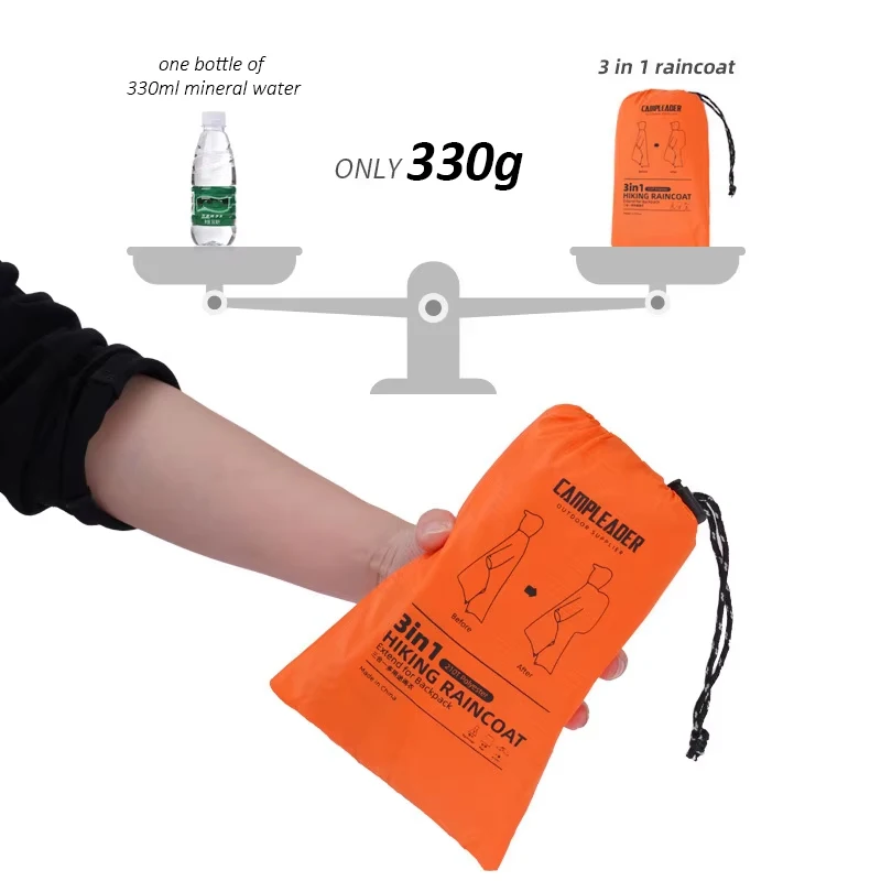 Outdoor 3 In 1 Raincoat Hooded Sleeve Waterproof Rain Poncho Motorcycle Rain Cover Camping Hiking Travel Portable Rainwear Tent - Image 5