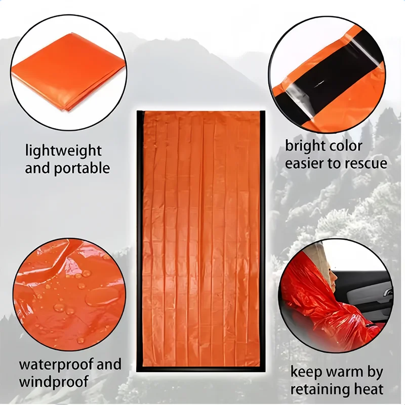 Waterproof Lightweight Thermal Emergency Sleeping Bag Bivy Sack Survival Blanket Bag CampingHiking, Outdoor Activities Equipment - Image 6