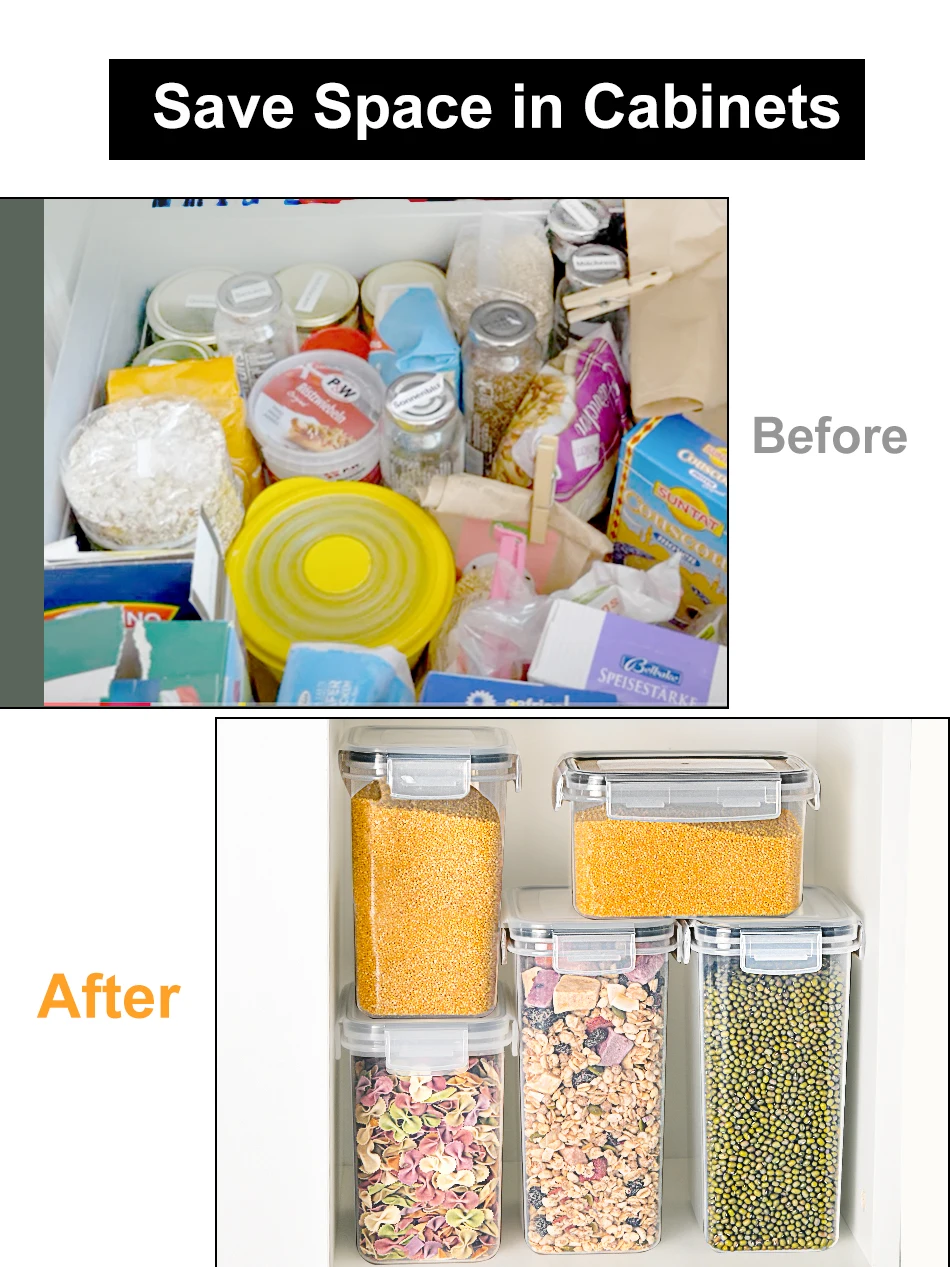 25pcs Airtight Kitchen Grain Storage Organizer Food Jars Household Large Tank Plastic Moisture-resistant Storage Box Spice Jars - Image 5