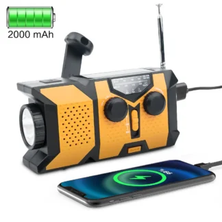 Emergency Hand Crank Solar Radio with LED Flashlight, AM/FM/NOAA Portable Weather Radio with 2000mAh Mobile Power Phone Charger
