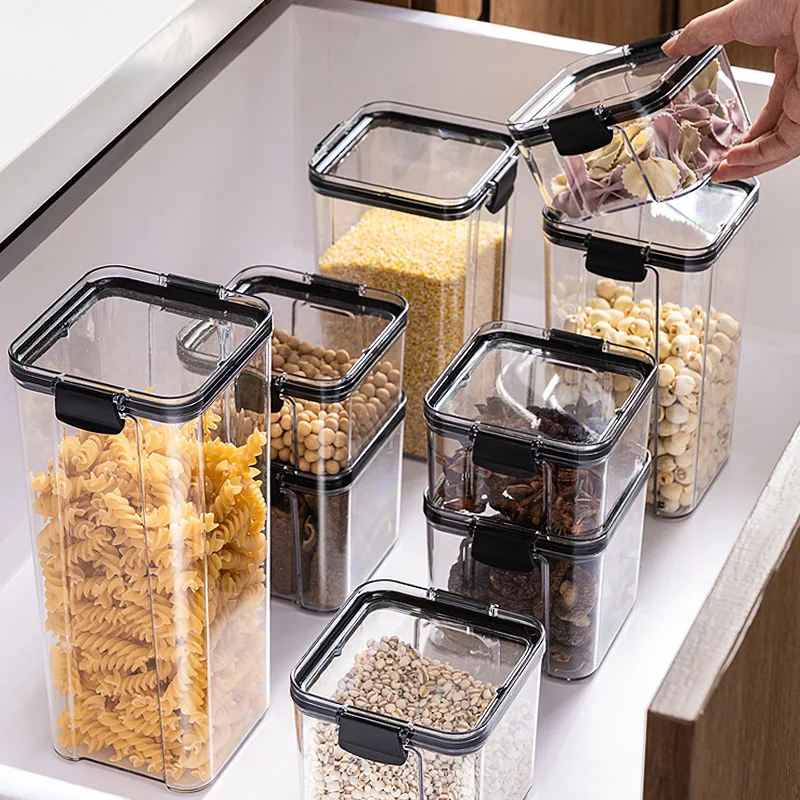 2/4PCS Sealed Jars Sets Stackable Kitchen Grain Srorage Sealed Containers Fridge Fresh Keep Boxes Seasoning Set Multigrain Tank - Image 3