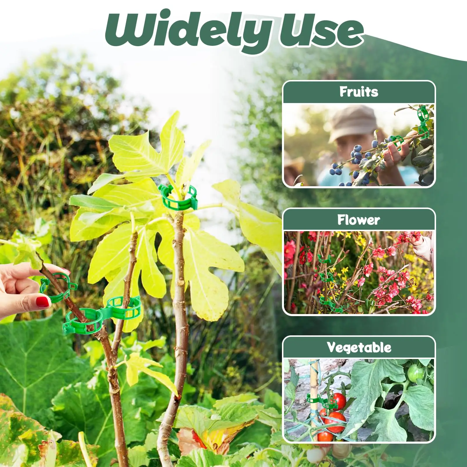 100/300 Pcs Plant Support Clips Fixture,Plastic Garden Vine Strapping Clip for Climbing Plants,Tomato,Grape,Plants Stalks Holder - Image 5