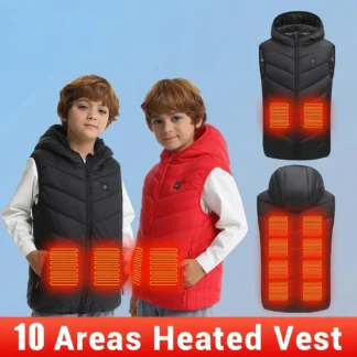 10 Areas Heated Vest Electric Heated Jackets Children Usb Inner Heat Vest Veste For Camping Thermal Winter Warm Jacket for Kids