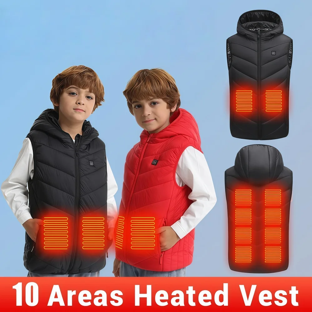 10 Areas Heated Vest Electric Heated Jackets Children Usb Inner Heat Vest Veste For Camping Thermal Winter Warm Jacket for Kids