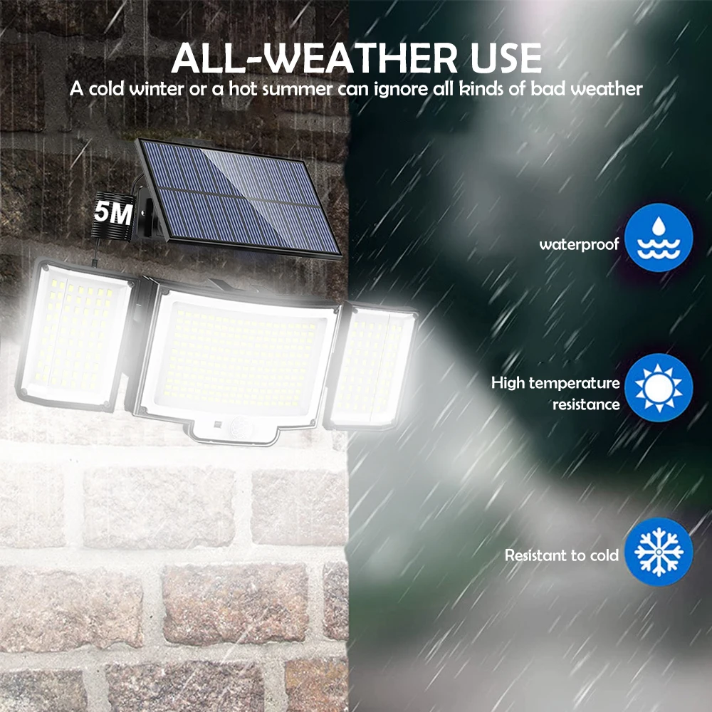 New 366LED Solar Outdoor Lights Solar Powered Security Light Motion Sensor 234LED Wall Light IP65 Waterproof Garden - Image 2