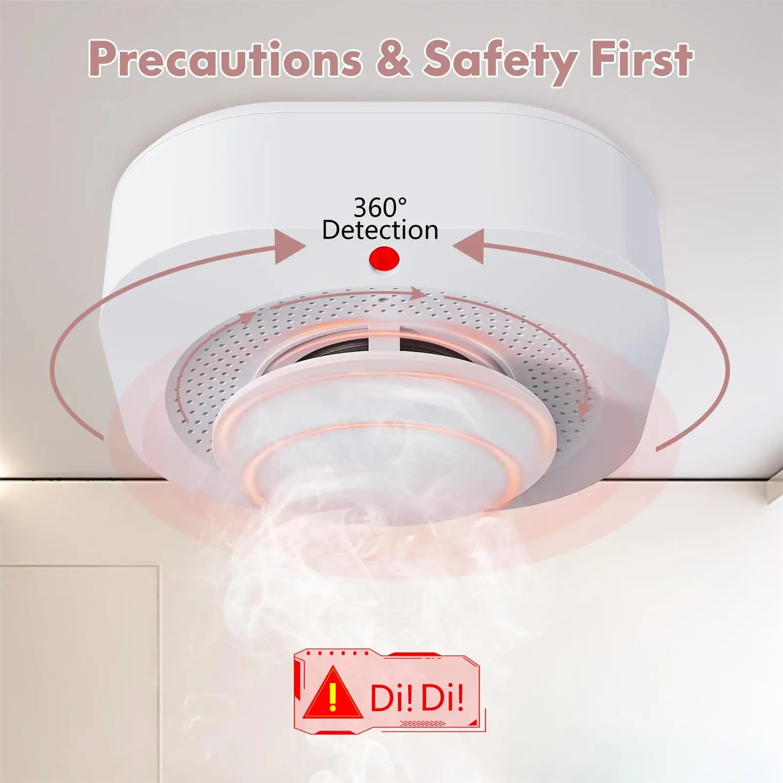 Smoke Alarm Fire Detector Battery Operated for Home Office Warehouse Kitchen EN14604 CE Certified Easy Install - Image 5