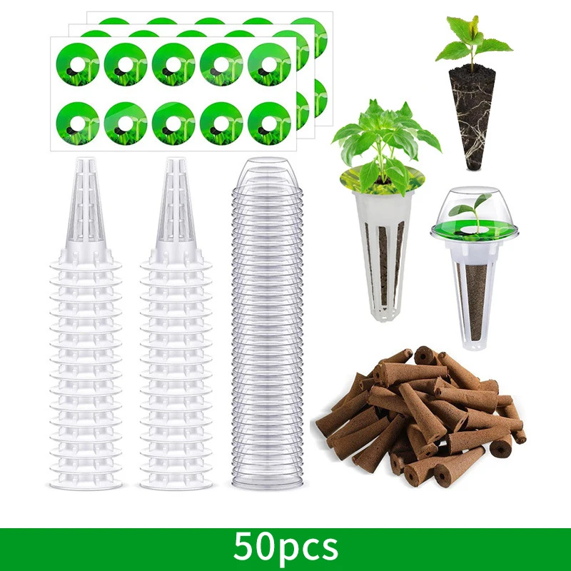 Hydroponics Growing Basket Soilless Culture Seed Nursery Pot Gardening Supplies 20/50pcs Transparent Seed Germination Mesh Pot - Image 5