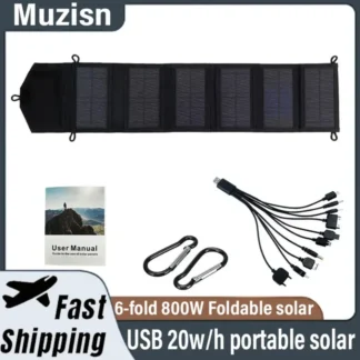 6-fold 800W Foldable Solar Panel 20w/h Portable Solar Panels Charger USB 5V DC Full Time Power Solar Panel Mobile Power Supply