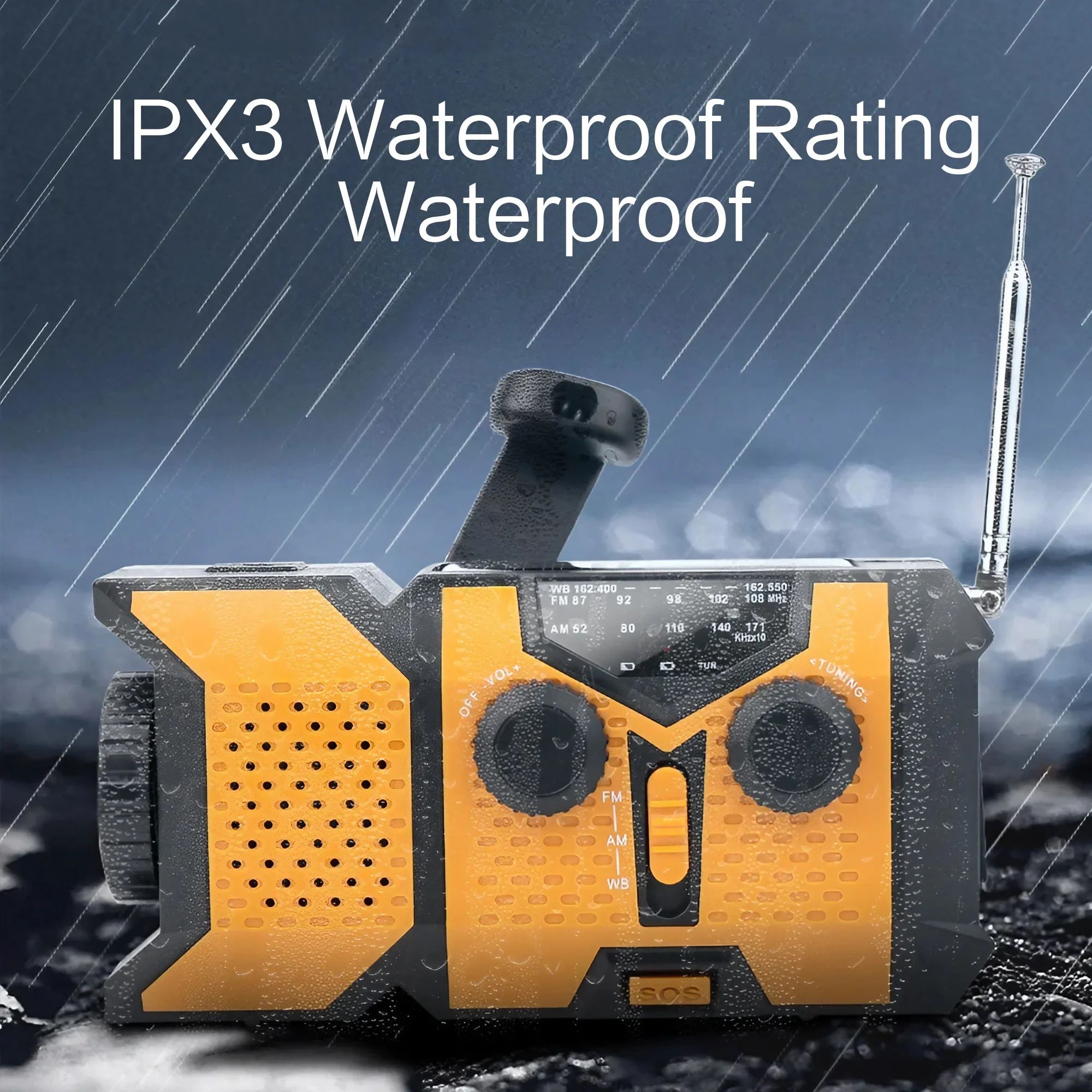 Emergency Hand Crank Solar Radio with LED Flashlight, AM/FM/NOAA Portable Weather Radio with 2000mAh Mobile Power Phone Charger - Image 2