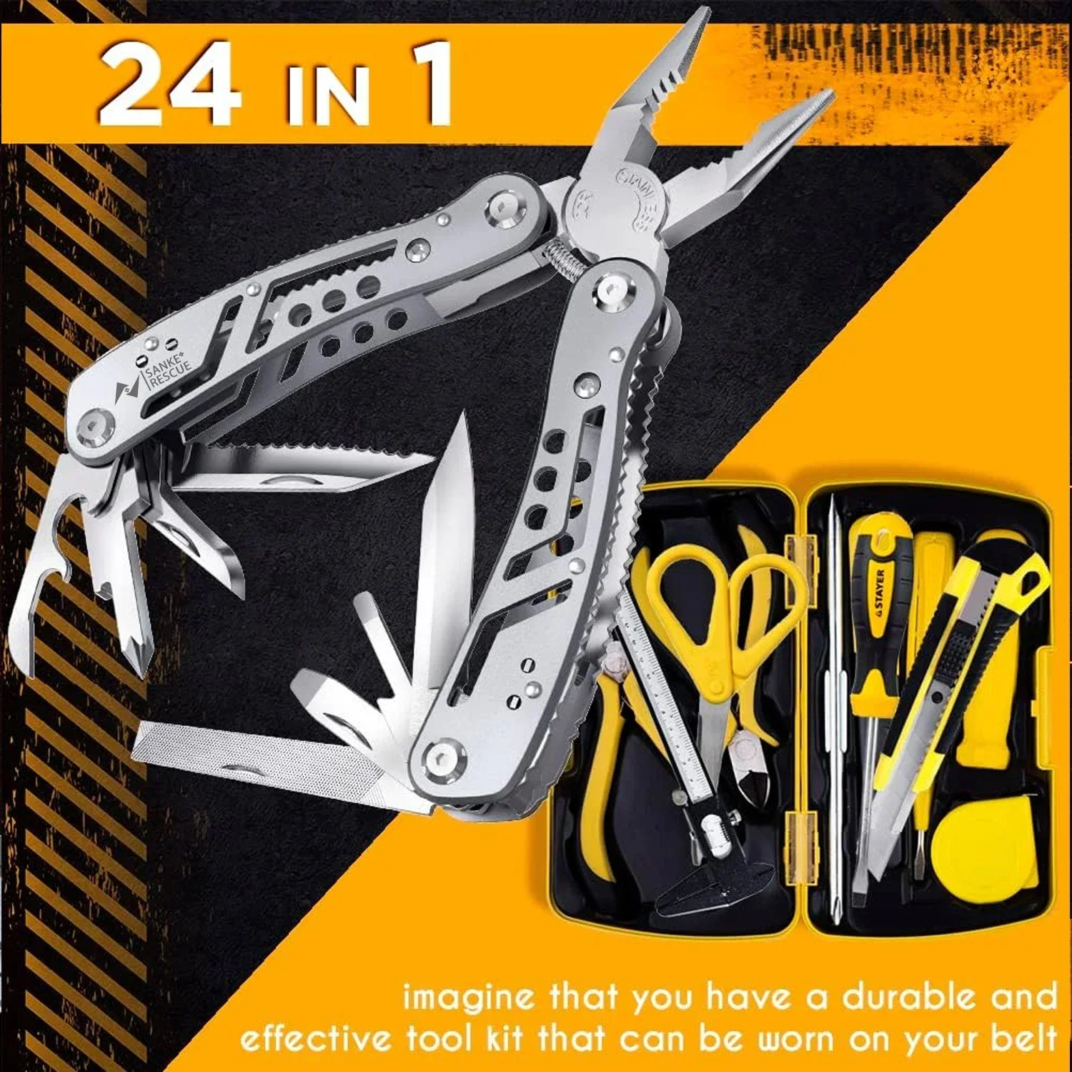 24 in 1 Multifunctional Universal Diagonal Pliers Hardware Wire Cutters Professional Electrician Anti Slip Durable Repair Tools - Image 4
