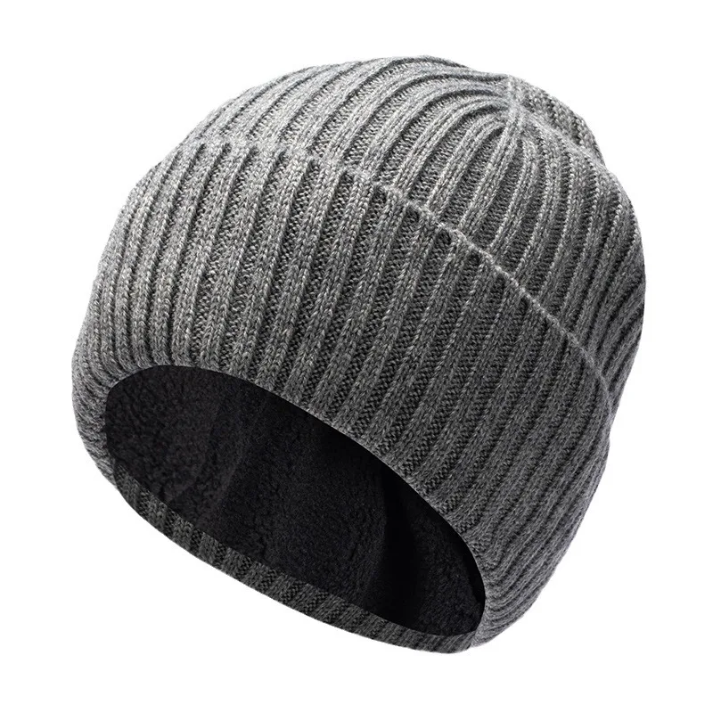 Oversize Wool Beanie Hat for Big Head Men Women Fleece Lined Large Winter Hat Ski Skull Cap Dad Outdoors Skullcap Plain Knit Hat - Image 2