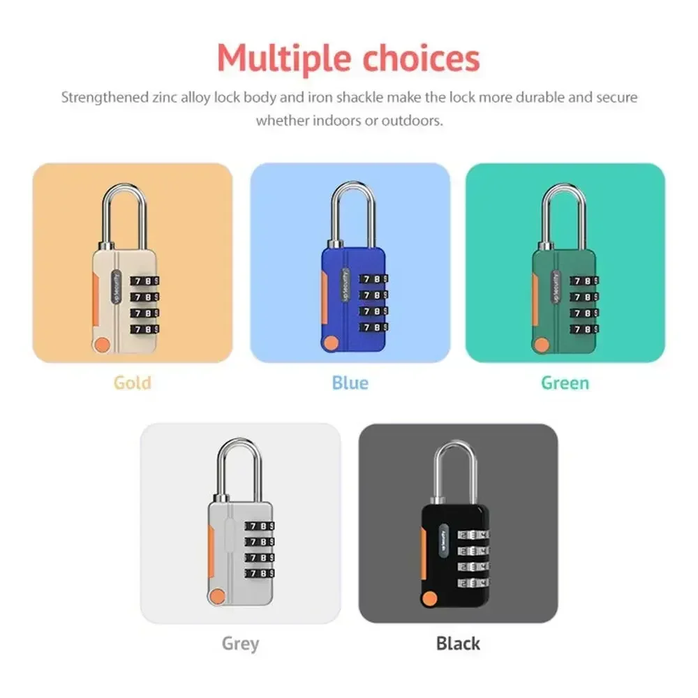 Anti-theft TSA 4 Digit Combination Lock Customs Password Lock Suitcase Luggage Coded Lock Cabinet Lock Contrast Color Padlock - Image 6