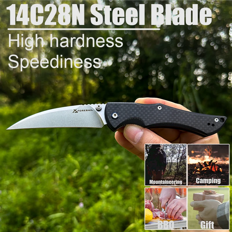 VNLA 14C28N Steel Sharp Folding Knife Outdoor Camping Hunting Cutting Survival Hiking Fishing Portable Pocket Clip EDC ToolKnife - Image 4