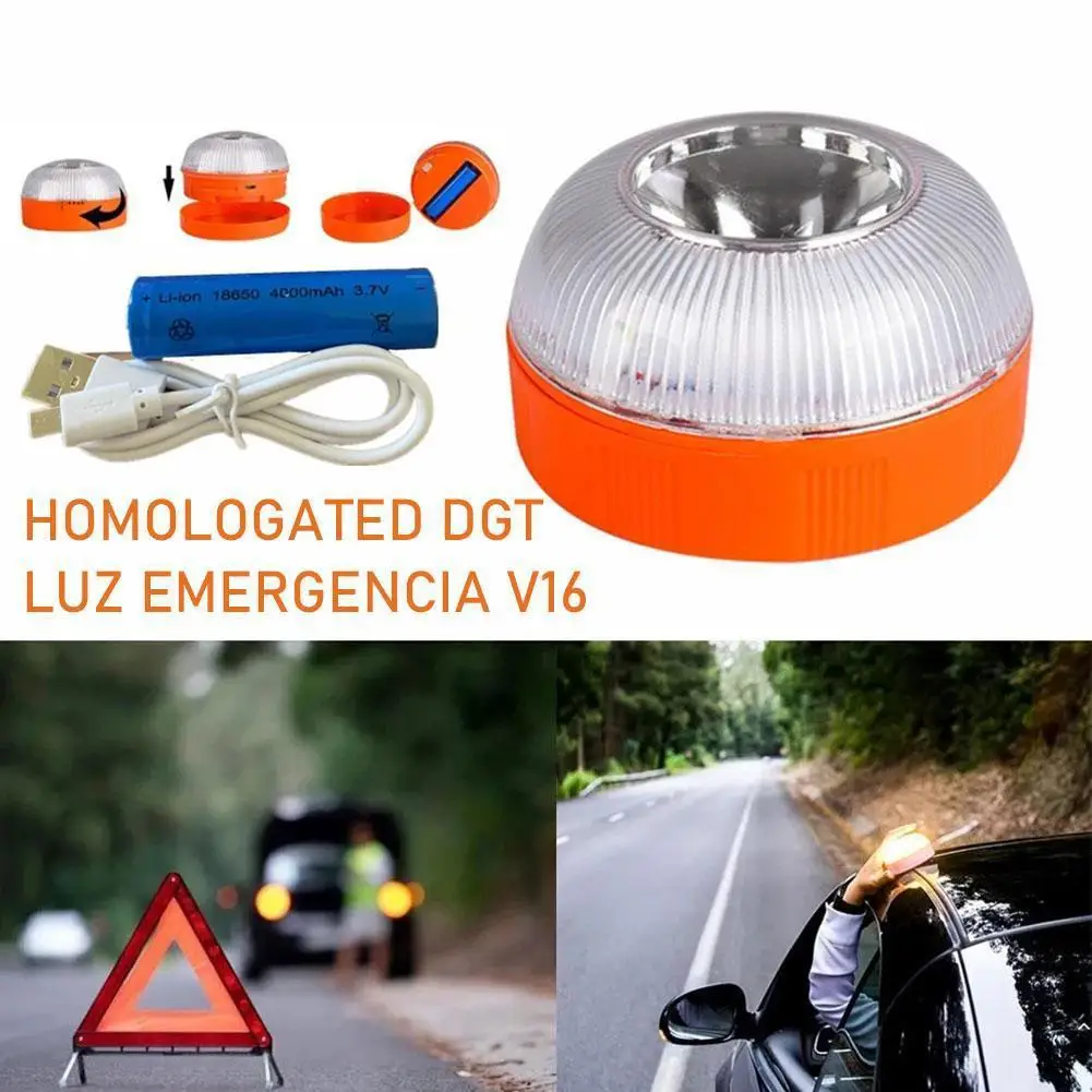 V16 Spain Car Emergency Light Signal V16 Homologated Dgt Approved Beacon Light USB Rechargeable Magnetic Induction Strobe Light - Image 3