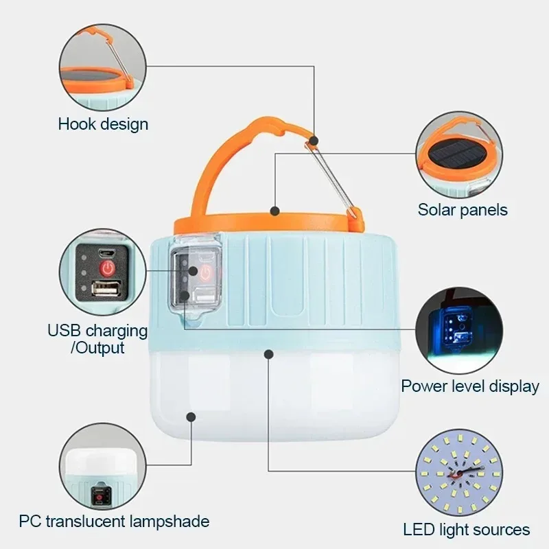 Portable Solar Camping Light Power Bank LED Lanterns With Remote Control Waterproof Outdoor Tent Light Rechargeable Flashlight - Image 6