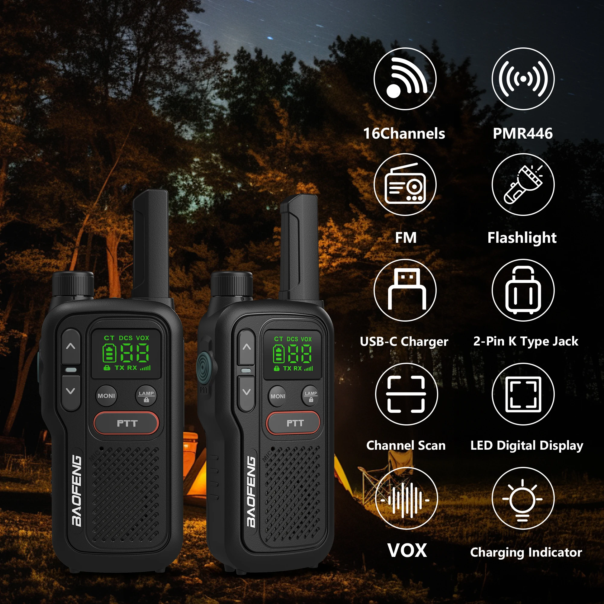Baofeng BF-T18 PMR446 Walkie Talkie Type-C Charge European 446MHz 16 Channels Long Range Upgraded BF-T20 Mini Two Way Ham Radios - Image 6