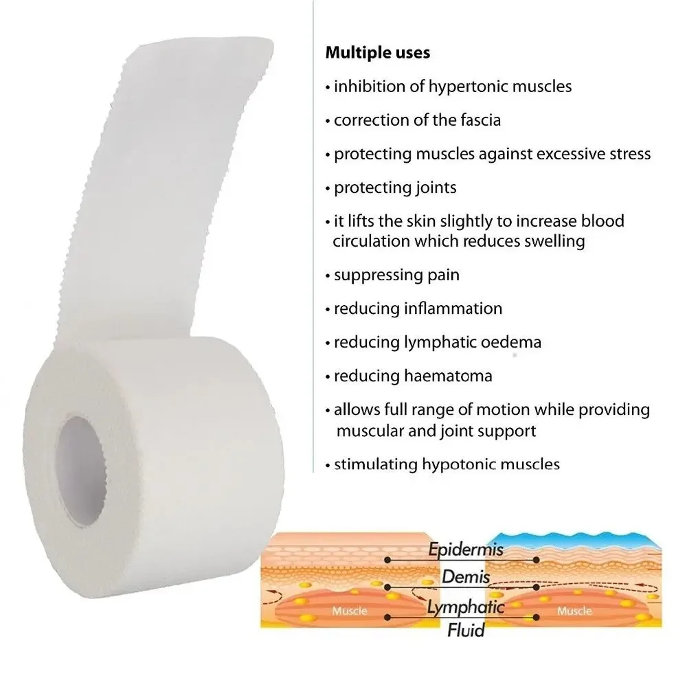 1PC Medical Waterproof Cotton White Premium Adhesive Tape Sport Binding Physio Muscle Elastic Bandage Strain Injury Care Support - Image 6
