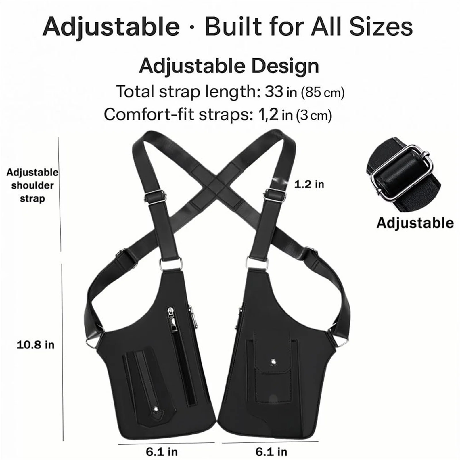 Retro Double Shoulder Strap Multi-pocket Outdoor Anti-theft Tactical Bag Men Crossbody Bags PU Waterproof Phone Bag Chest Bag - Image 5
