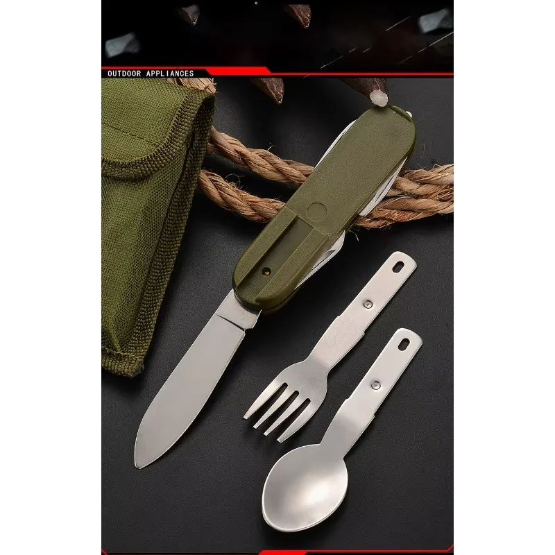 7 in 1 Multifunctional Outdoor Cutlery Portable Knife Spoon Fork Opener Can Opener Picnic Camping Hiking Trip Foldable Cutlery - Image 6