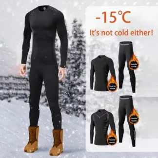 Men's thermal underwear set, 2-piece tight-fitting long underwear set, winter cold weather protective set elastic and breathable