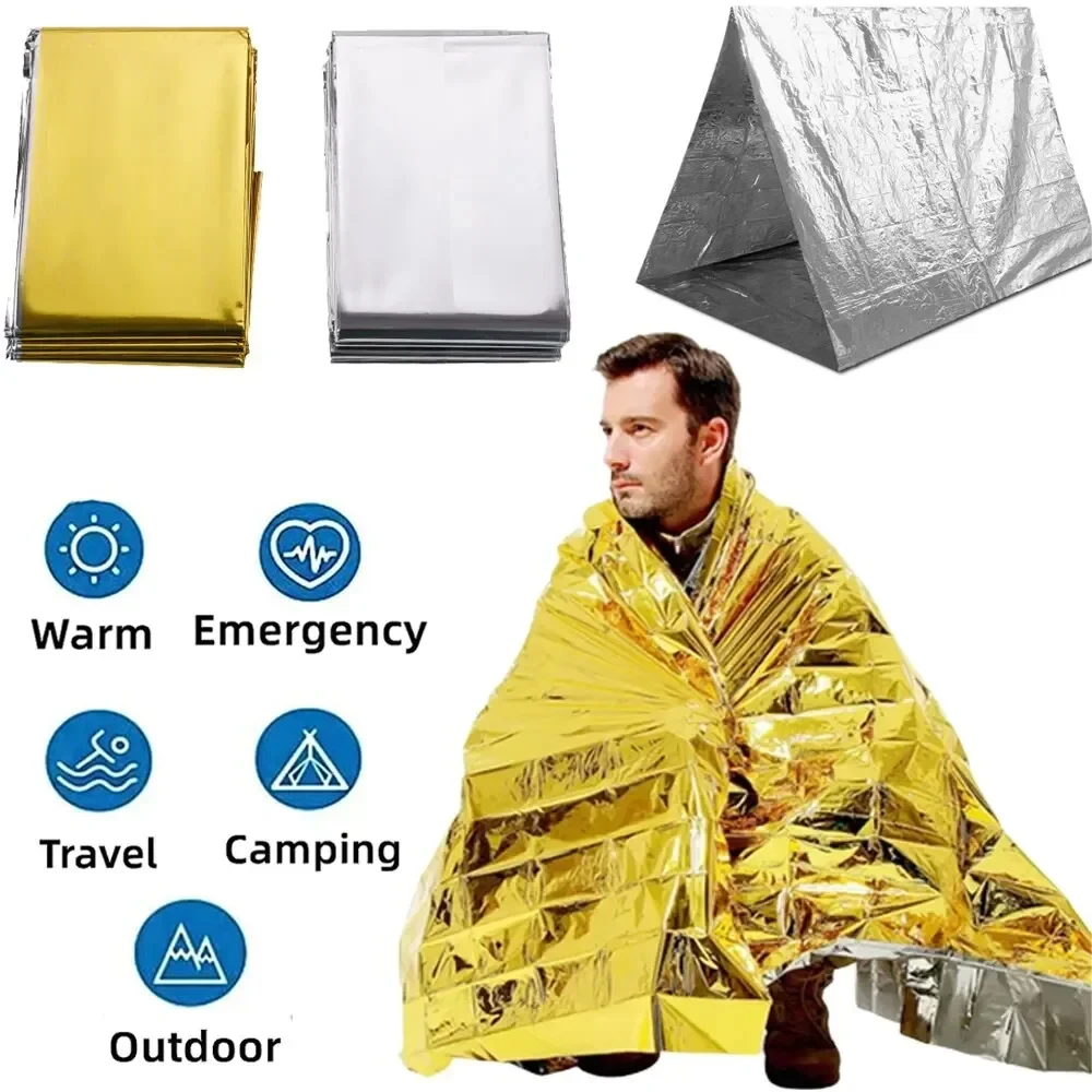 1-10PCS Emergency Blanket Outdoor Survive First Aid Military Rescue Kit Windproof Waterproof Foil Thermal Blanket for Camping - Image 2