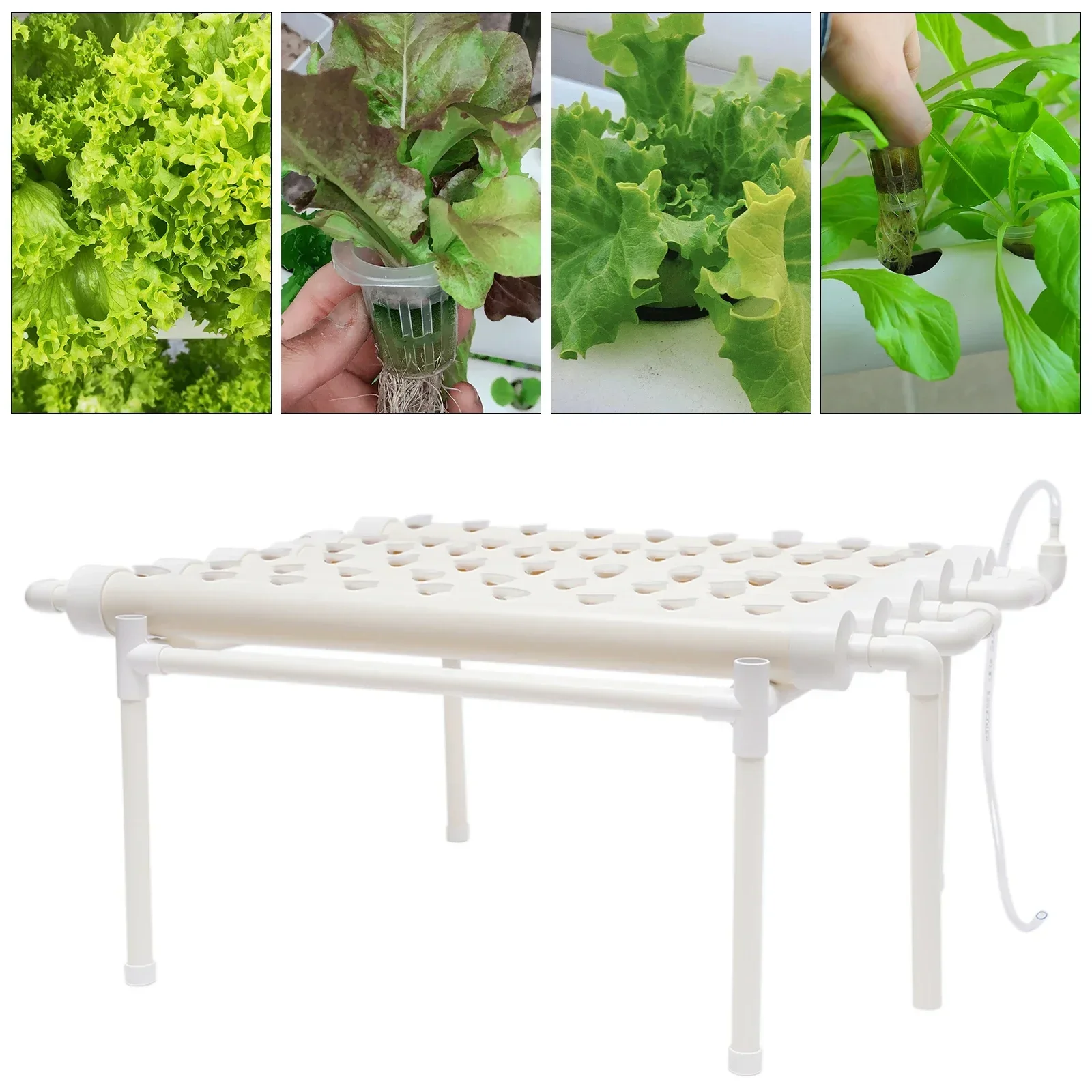 PVC Earthless Plant Growing Systems with Water Pump Hydroponic Growing Sets,1 Layer Hydroponic Grow Kit with 54 Planting Sites - Image 2