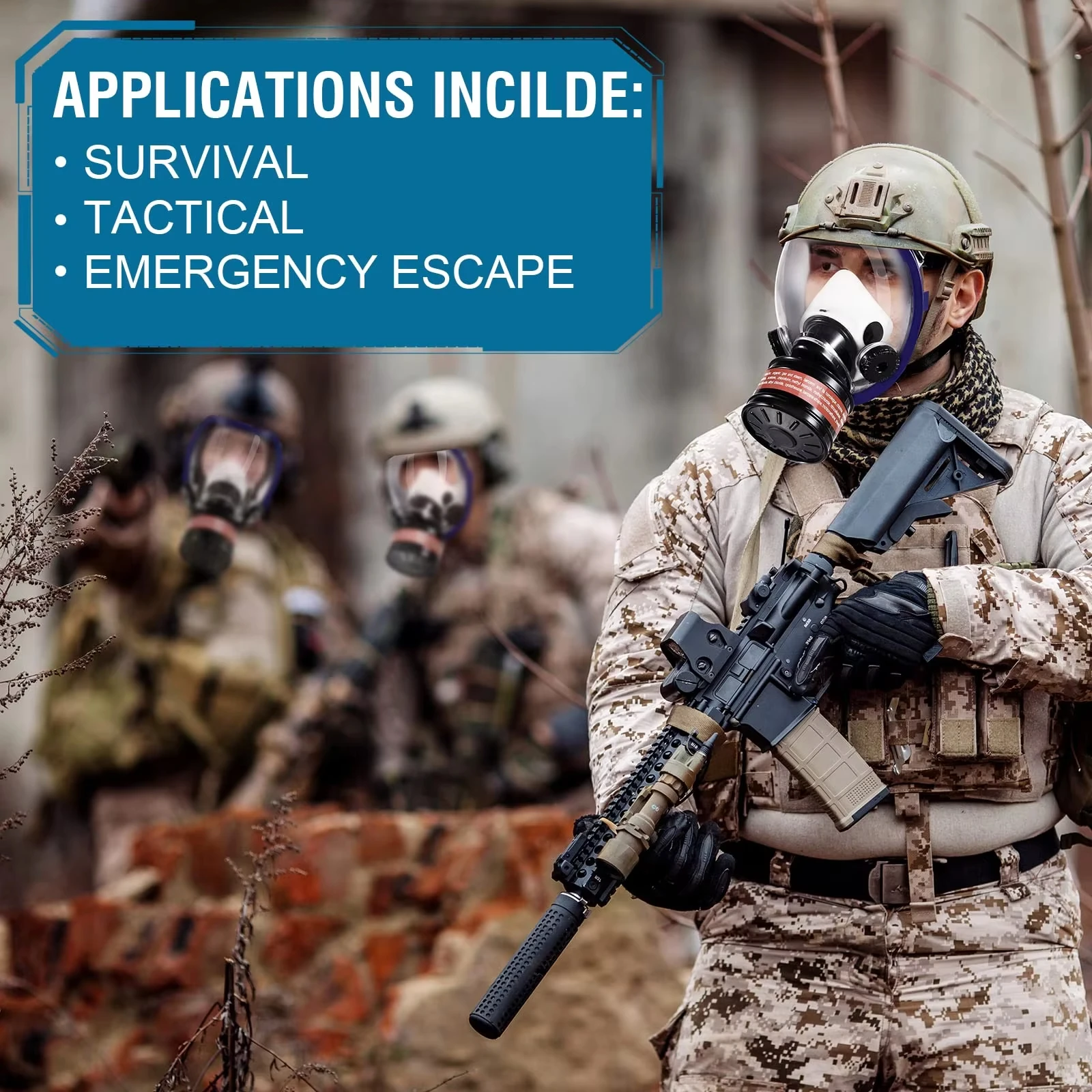 Full Face Gas Mask Chemical Biological Radioactive Contamination Gasmask Respirator Filter Radiation Dustproof Respirator - Image 3