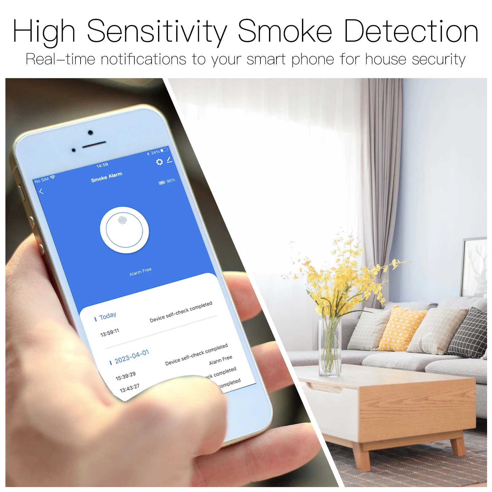 MOES ZigBee Smart Wireless Smoke Detector Fire 85dB Sound Alarm Siren Sensor Smart Safety Protection Home Kitchen Fire App Alert - Image 5