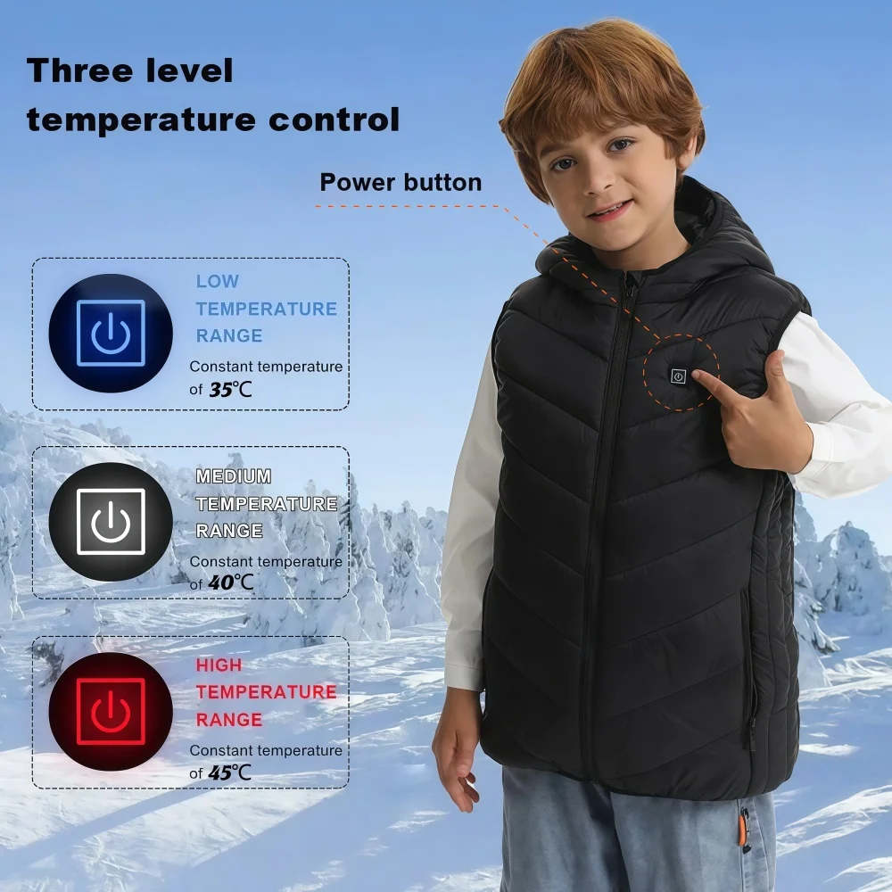 10 Areas Heated Vest Electric Heated Jackets Children Usb Inner Heat Vest Veste For Camping Thermal Winter Warm Jacket for Kids - Image 2