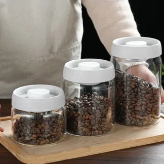 Press-type Coffee Beans Vacuum Sealed Tank Glass Food Storage Fresh-keeping Coffee Jars Whole Grains Tea Candy Storage Jar
