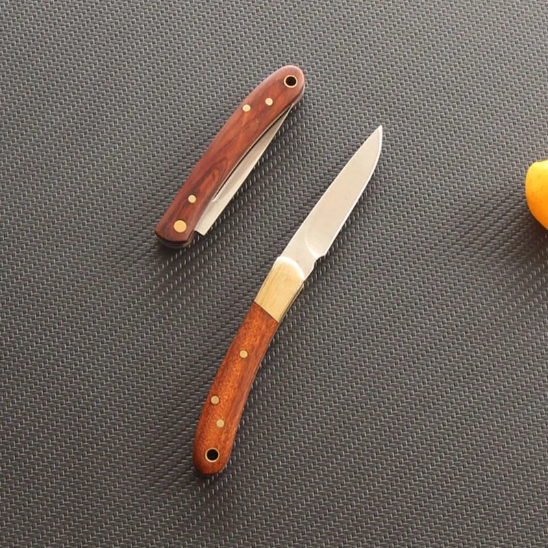 Stainless Steel Sharp Small Ourdoor Camping Pocket Folding Blade Knife Wood Handle EDC Tool Knifes Hand Tool For Survival - Image 2