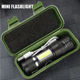 USB Rechargeable Mini Flashlight COB+XPE Portable Built-in Battery Zoomable Small Torch 3 Mode Camping Emergency Flashlights